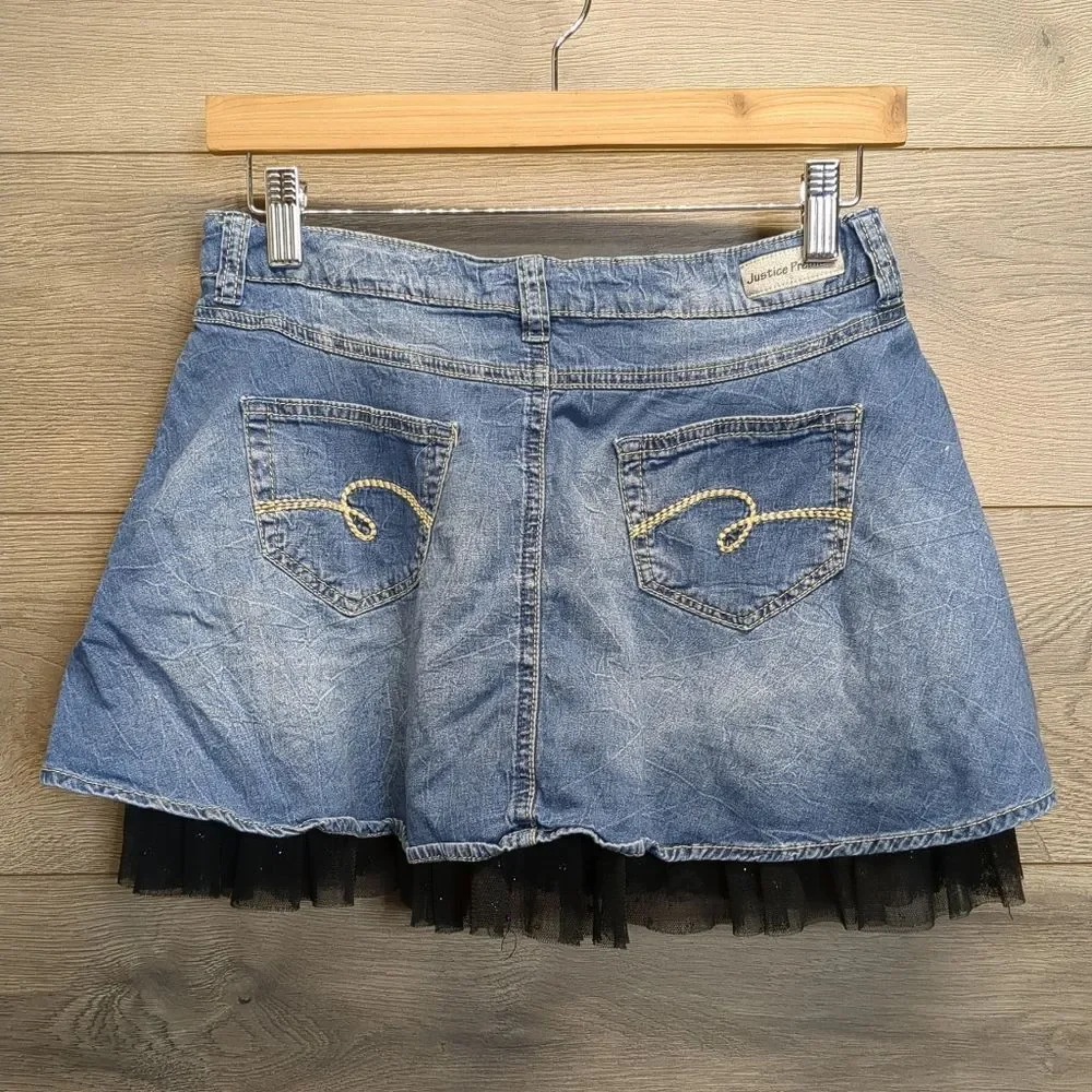 Justice Stretch Denim Skort Girls Size 14 Regular